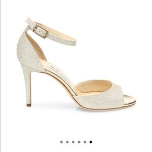 Jimmy Choo Annie 85 Metallic Peep Toe Sandals